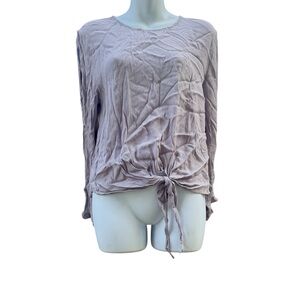 Mustard Seed Women's Long Sleeve Ruched Top - lavender